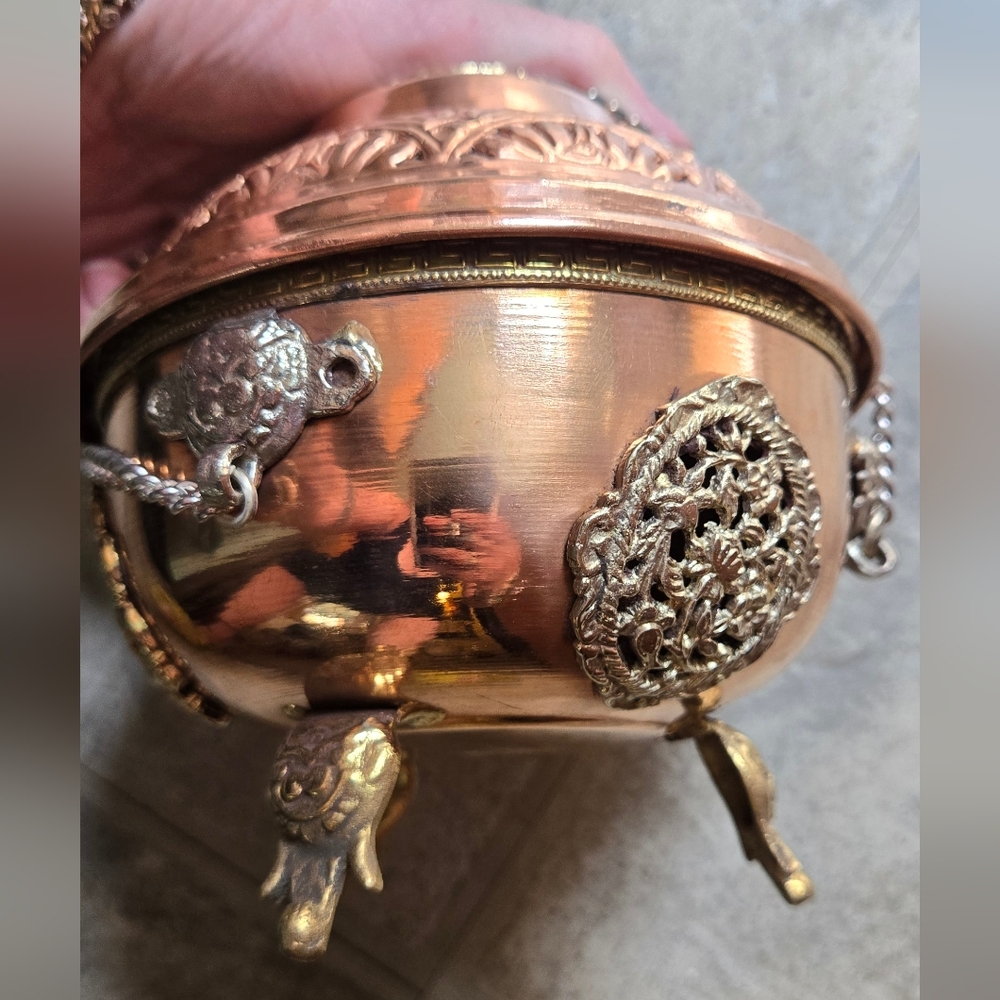 HOST PICK! 🎉Tibetan Ornate Copper Silver & Gold Lantern Candle & Incense Burner - Picture 14 of 15